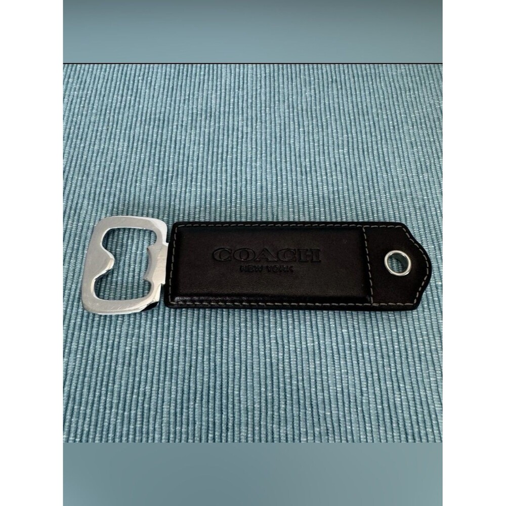 Coach New York Black Leather Bottle Opener